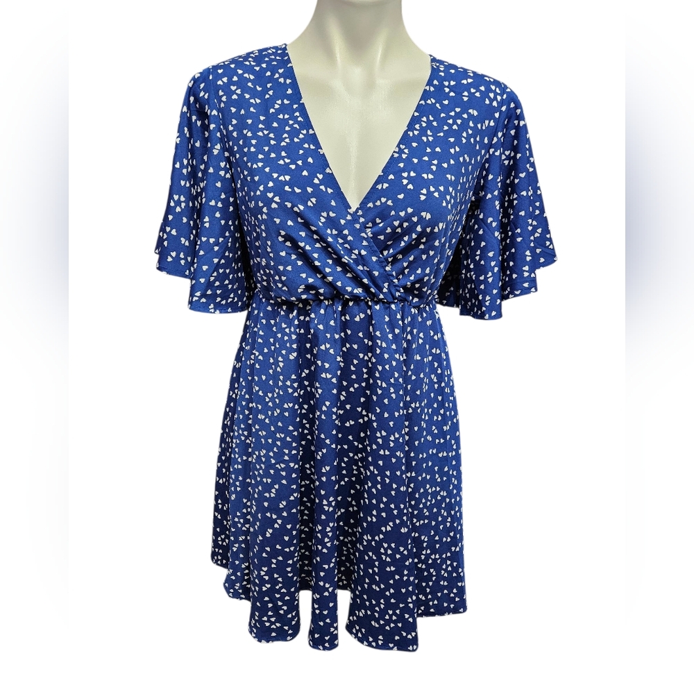 SHEIN Blue Heart Print Mini Dress - Picture 2 of 4